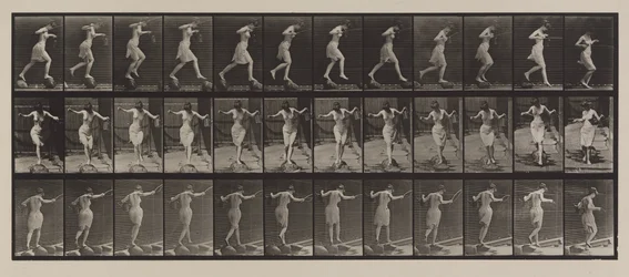 Platte Nummer 175. Überqueren eines Baches auf Trittsteinen mit Angelrute und Dose, 1887